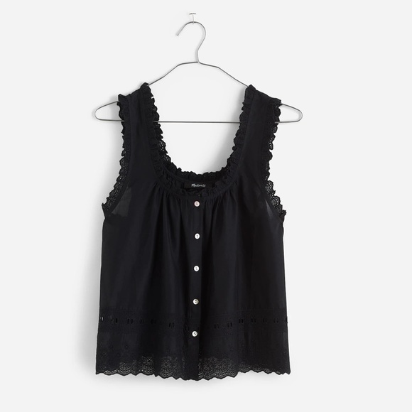 Madewell Embroidered Ruffle-Trim Top - Picture 2 of 9